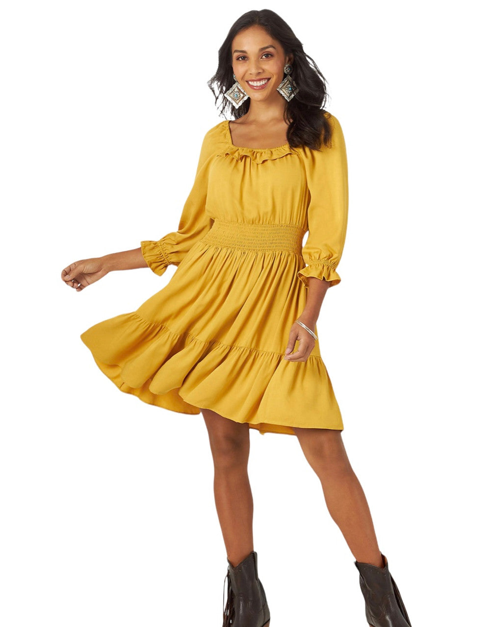 Wrangler Women's Retro Vintage Yellow Dress