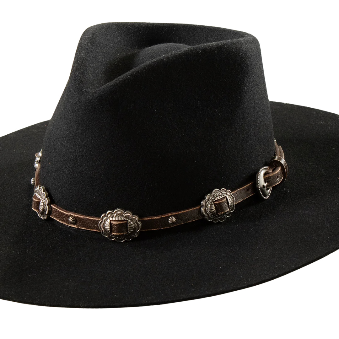 3D Unisex Hatband Scalloped Conchos Black Hat
