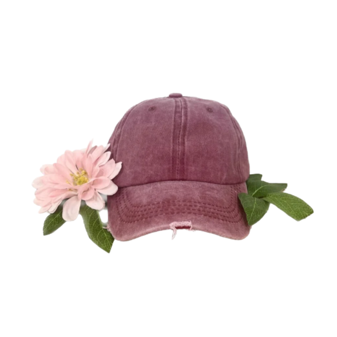 Southern Grace Youth Girl's Distressed Maroon Cap