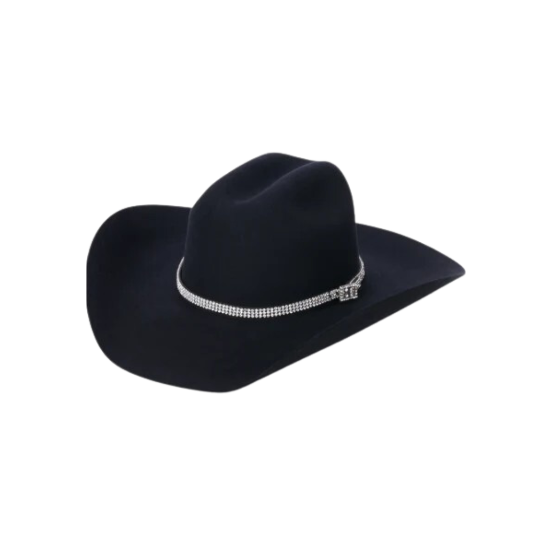 3D Belt Women's Rhinestones Black Hatband