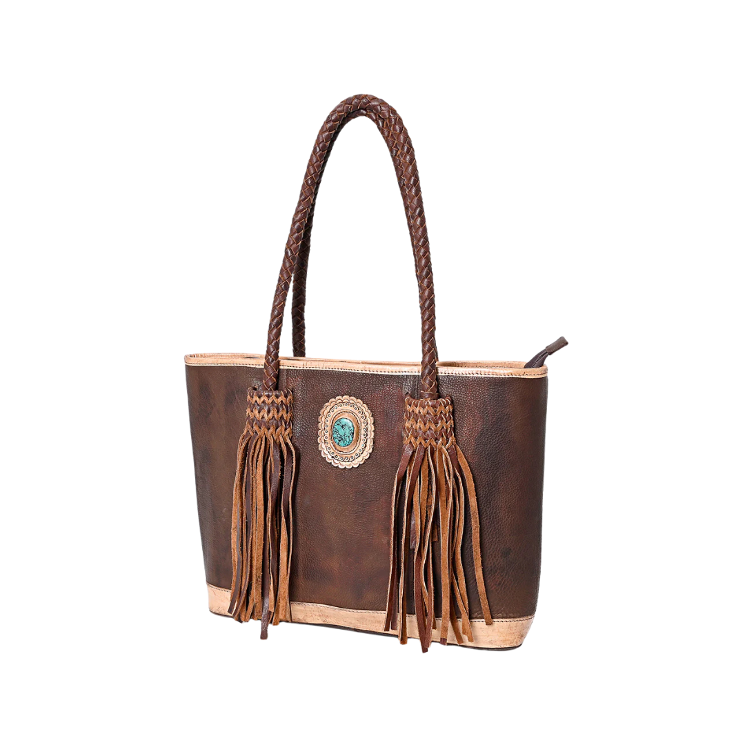 American Darlin Women's Leather Brown Tote
