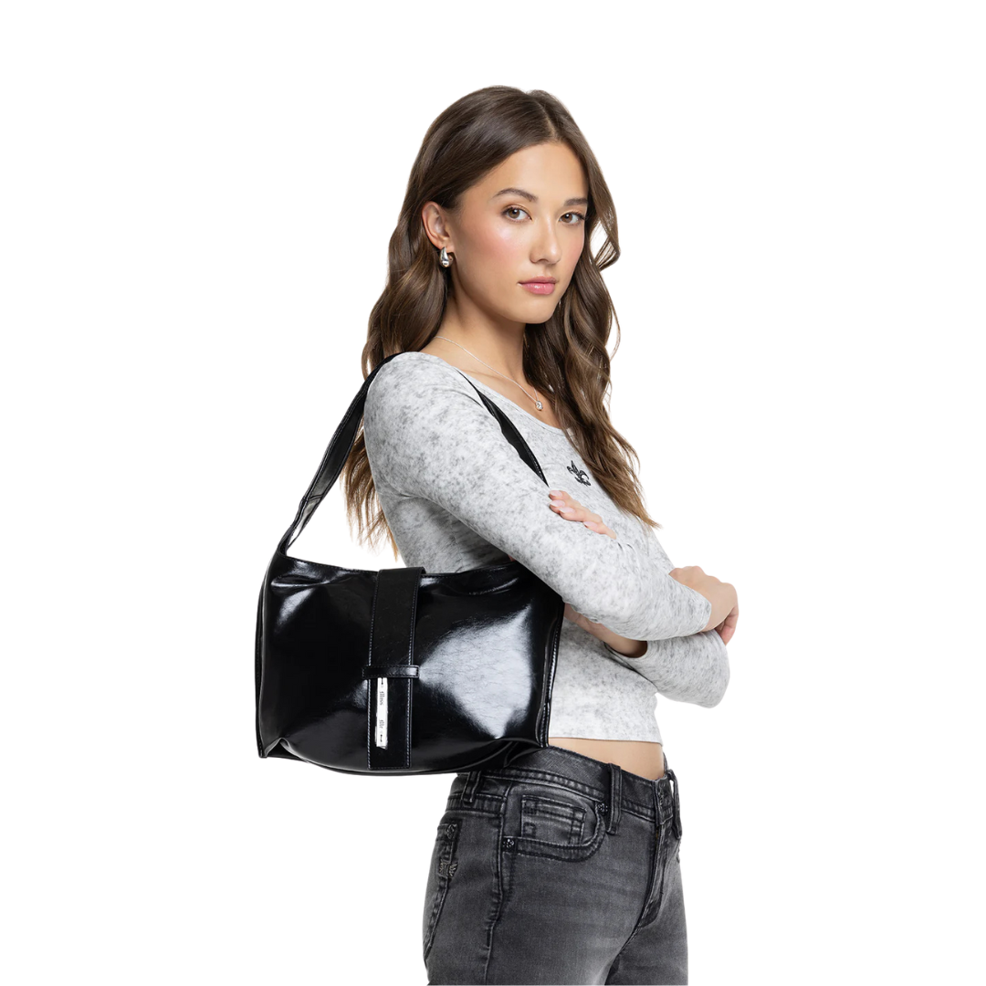 Miss Me Women's On Repeat Black Shoulder Bag