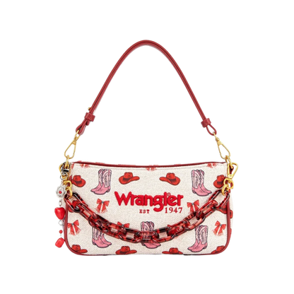 Wrangler Women's Pink Cowgirl Print Shoulder Bag