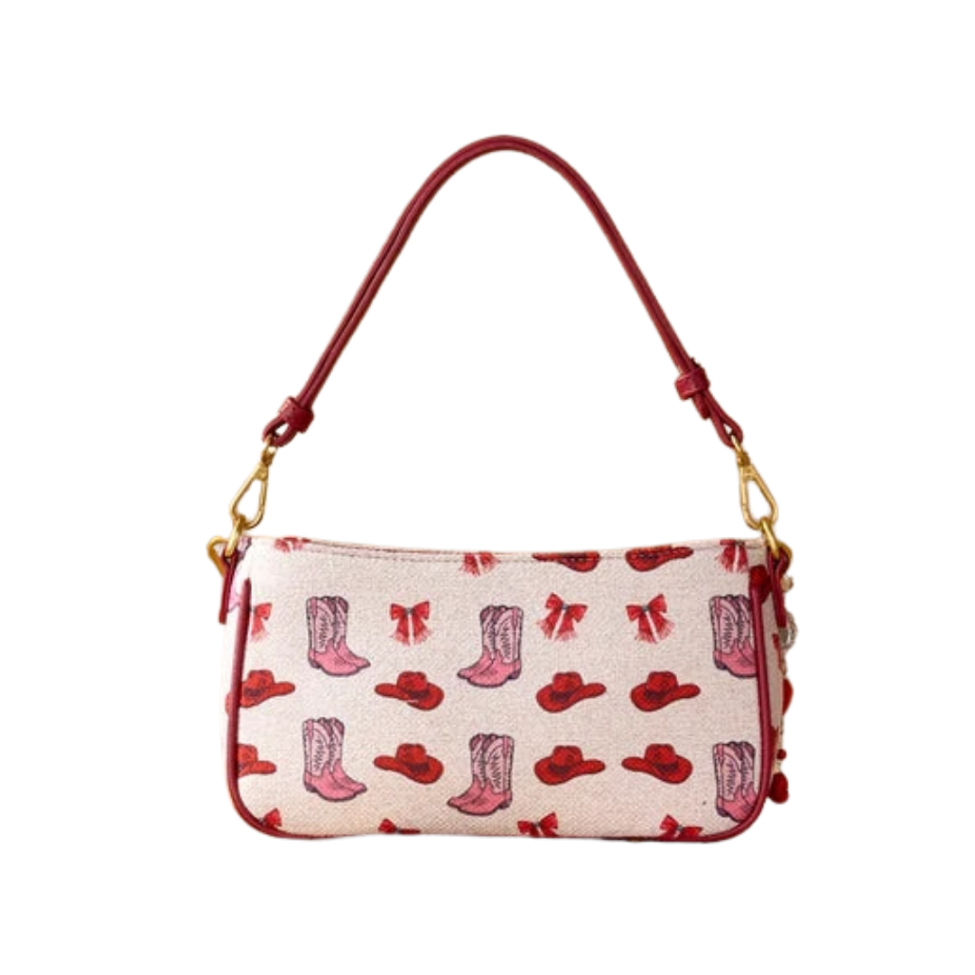 Wrangler Women's Pink Cowgirl Print Shoulder Bag