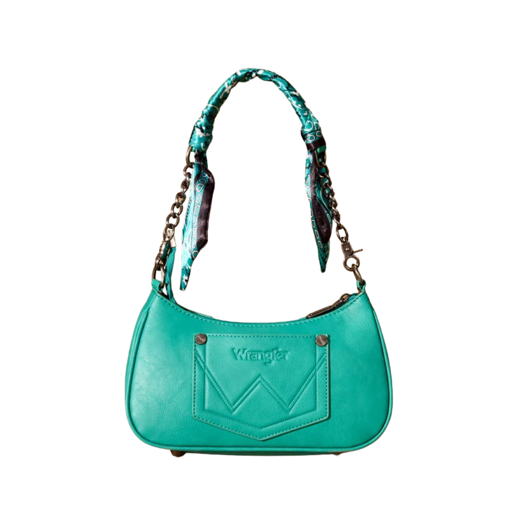 Wrangler Women's Braided Paisley Bandana Turquoise Shoulder Bag