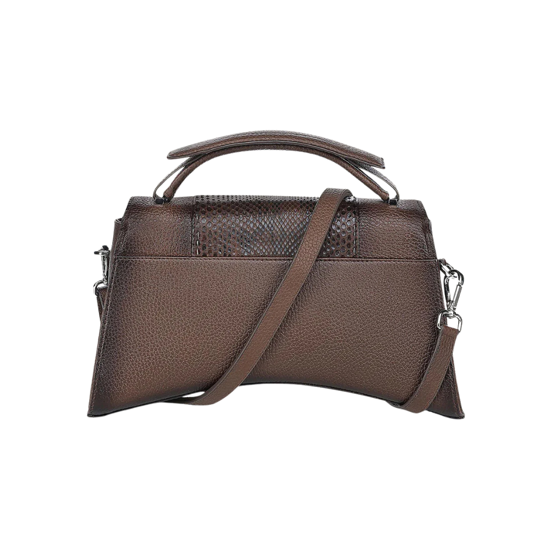 Cuadra Women's Python Top Handle Brown Handbag