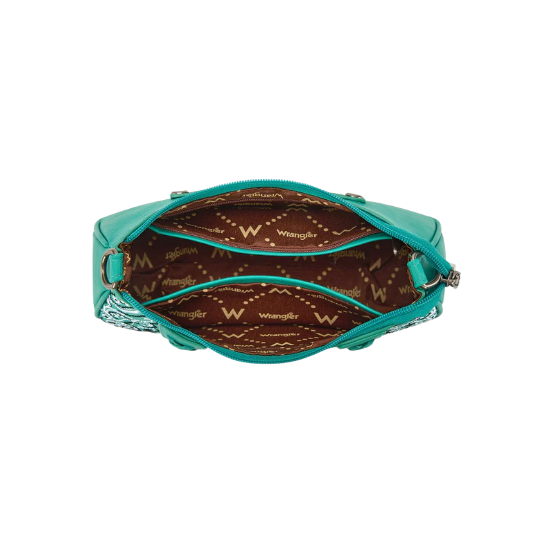 Wrangler Women's Braided Paisley Bandana Turquoise Shoulder Bag