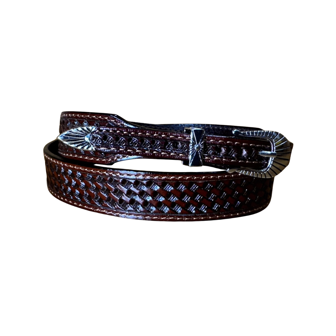 Austin Accent Men's Basketweave Leather Brown Hat Band