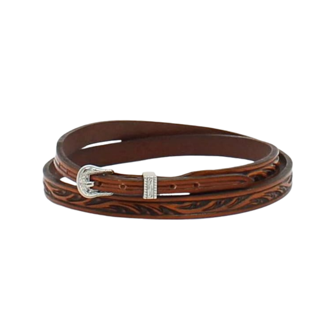Twister Unisex Leather Floral Tooled Brown Hatband
