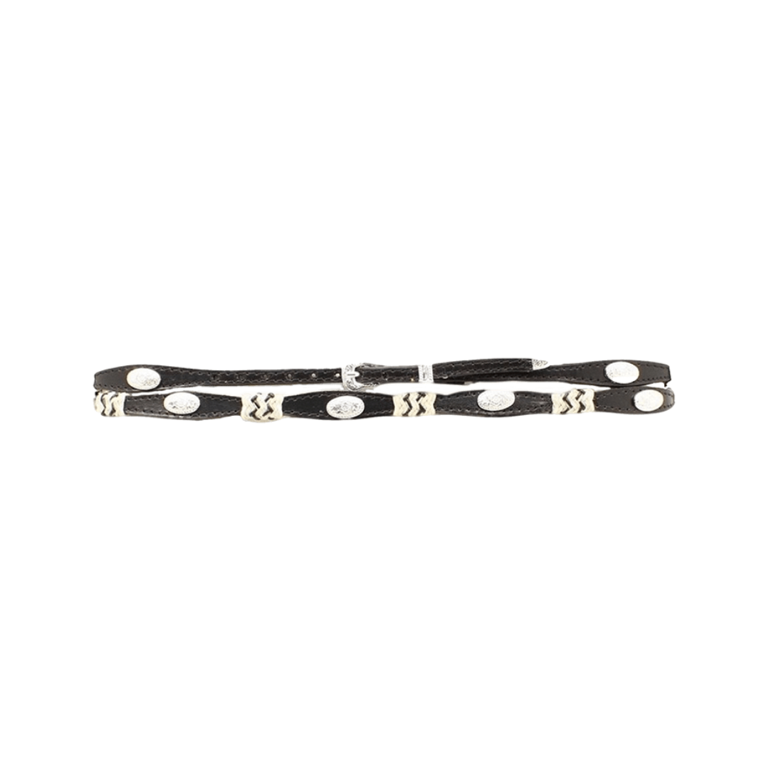 M&F Unisex Leather Scalloped Black Hatband