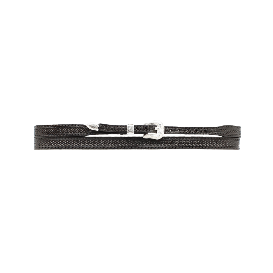 Twister Unisex Basketweave Tooling Leather Black Hatband