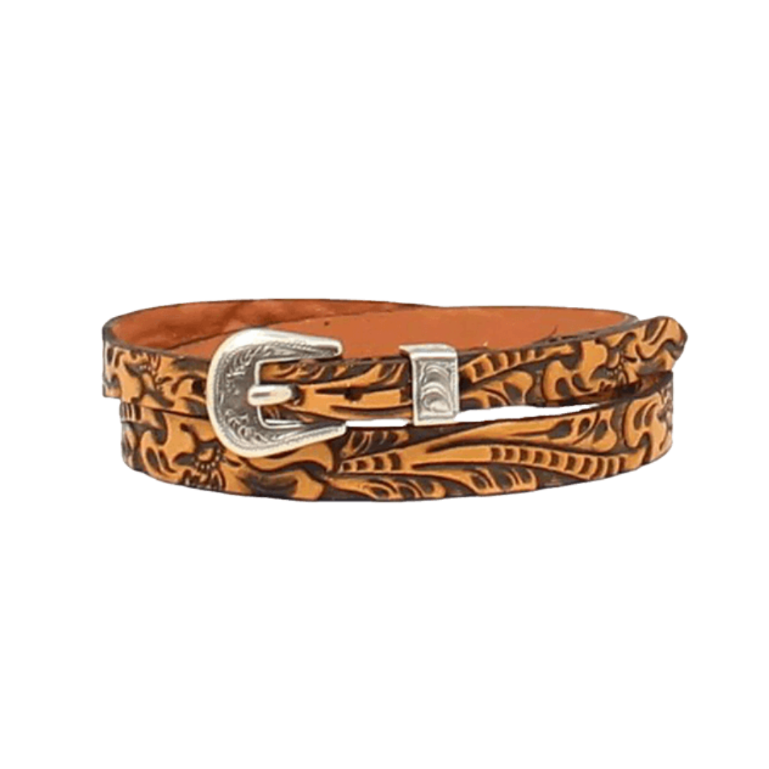 Twister Men's Leather Floral Light Brown Hatband
