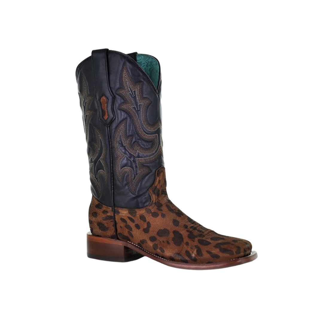 Corral Women's Overlay Studs Square Toe Turquoise Brown Boots