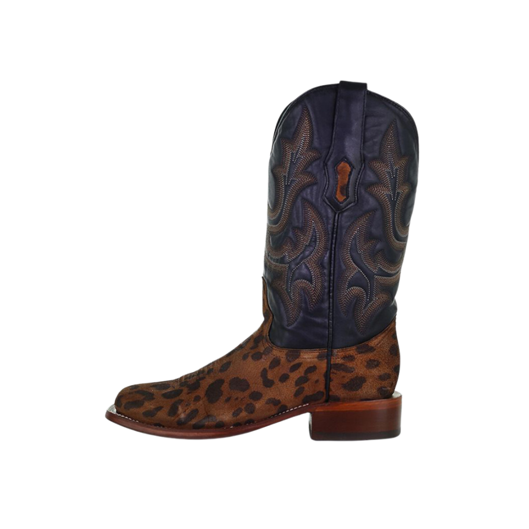 Corral Women's Overlay Studs Square Toe Turquoise Brown Boots
