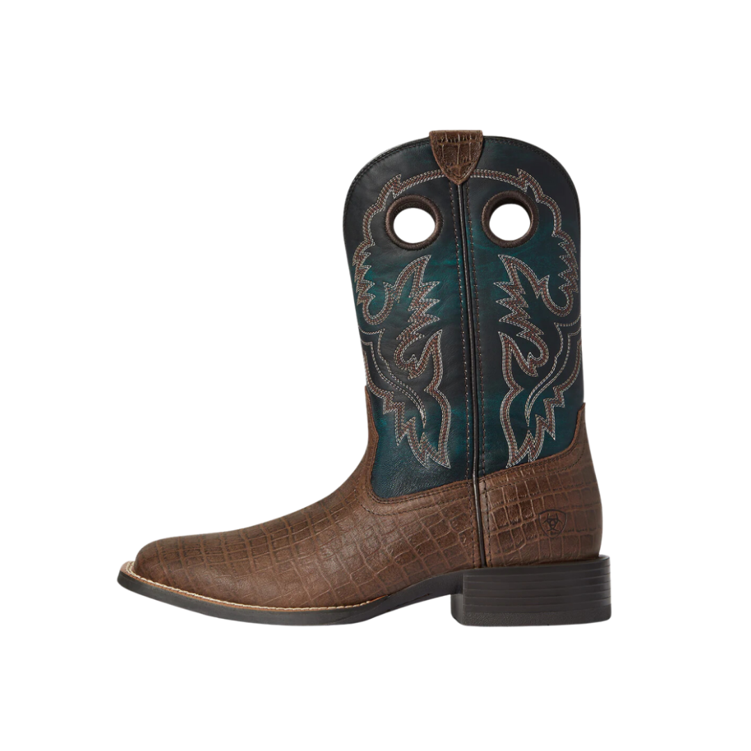 Ariat Men's Sport Buckout Western Chocolate Croc Brown Boots