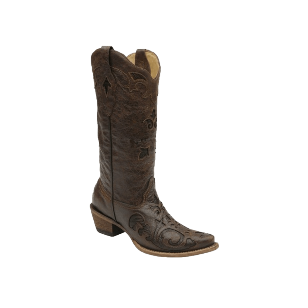 Corral Women's Vintage Lizard Inlay Snip Brown Boots