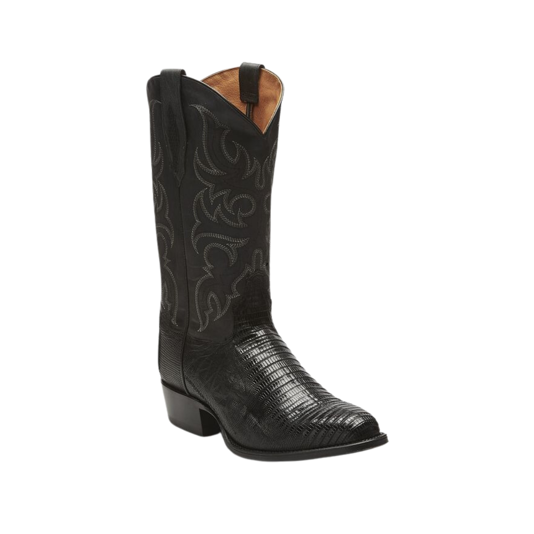 Tony Lama Men's Lizard Skin Cowboy Black Boots