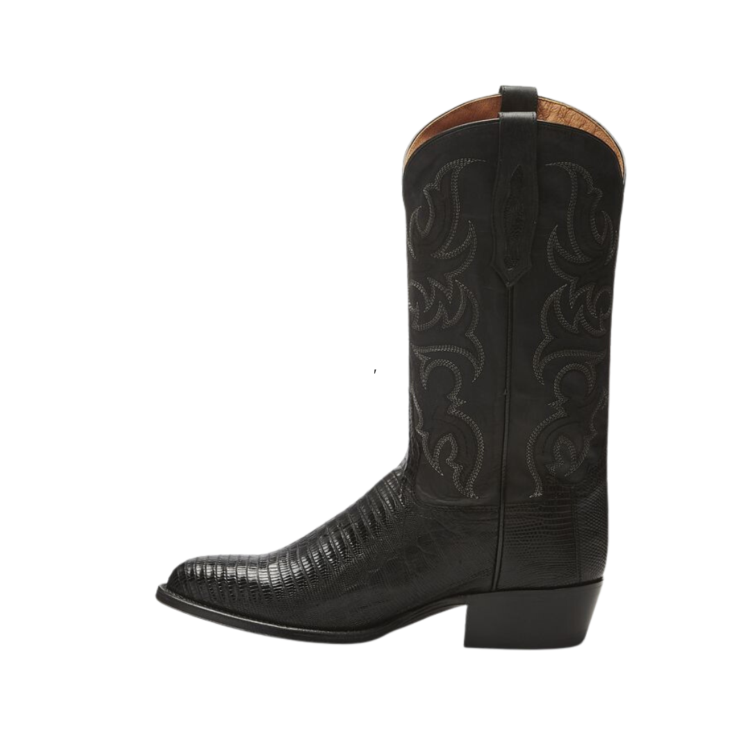 Tony Lama Men's Lizard Skin Cowboy Black Boots