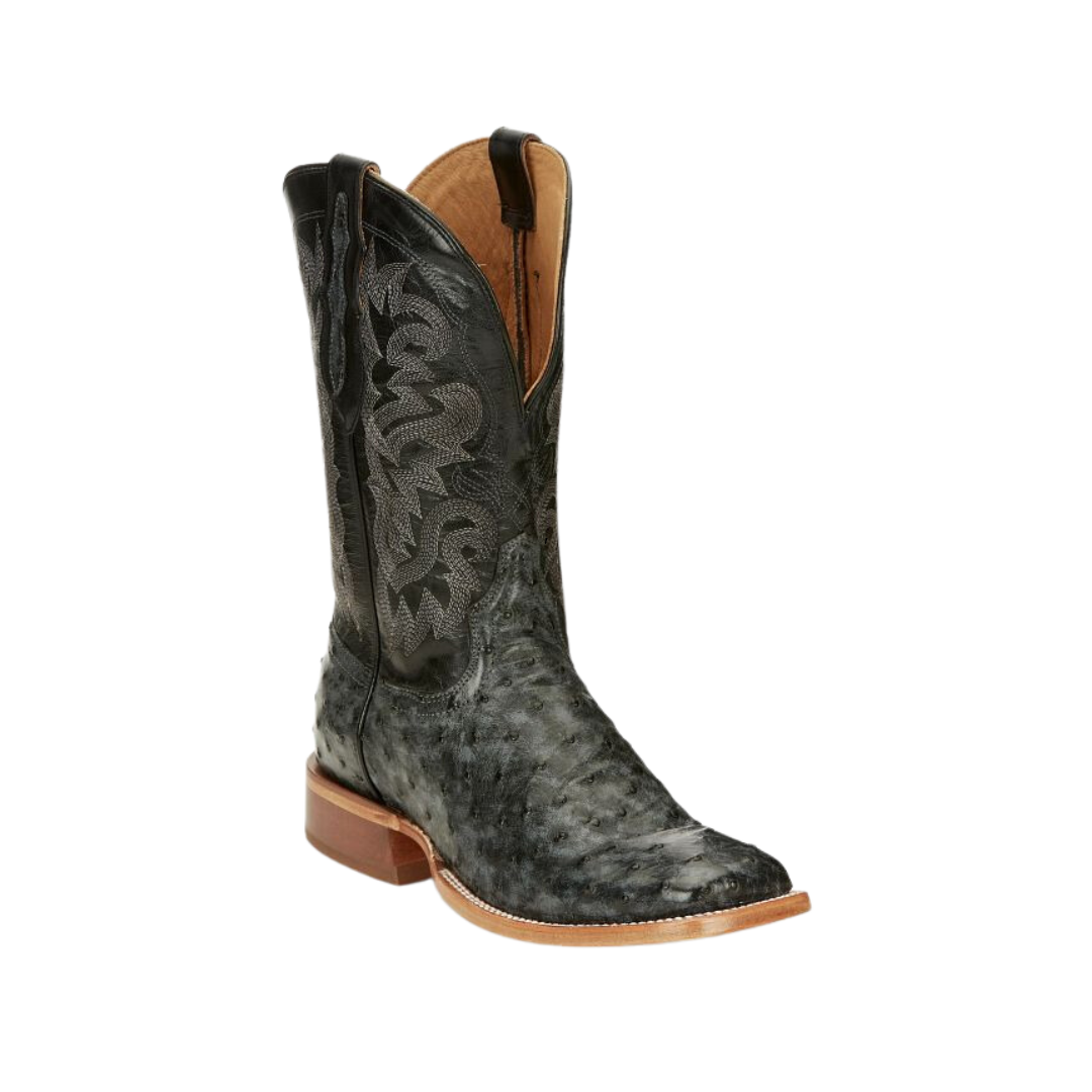 Tony Lama Men's Full Quill Ostrich Black Boots