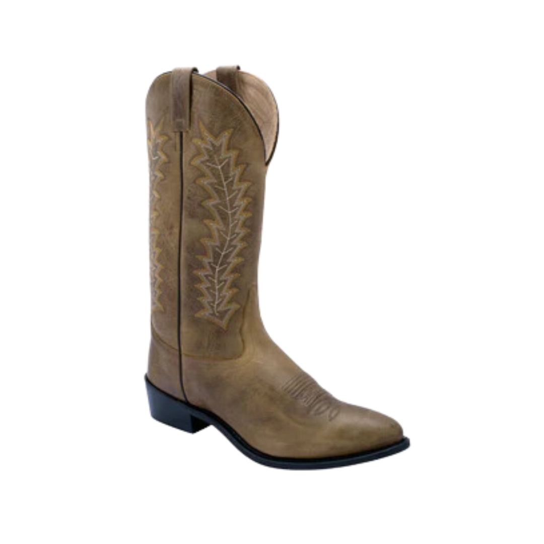Old West Men's Western Fry Leather Cowboy Tan Boots