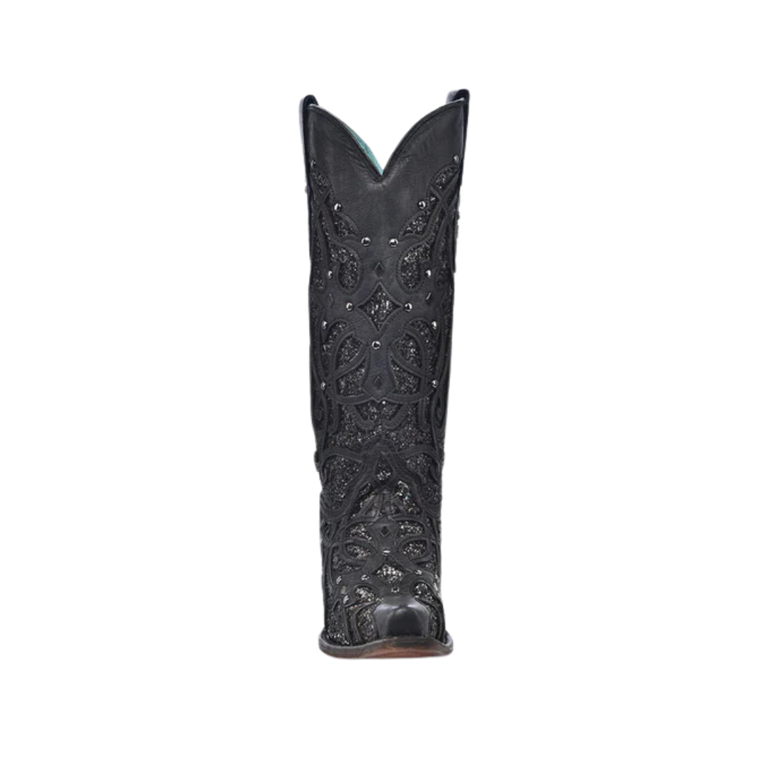 Corral Women's Glittered Inlay Square Toe Cowboy Black Boots