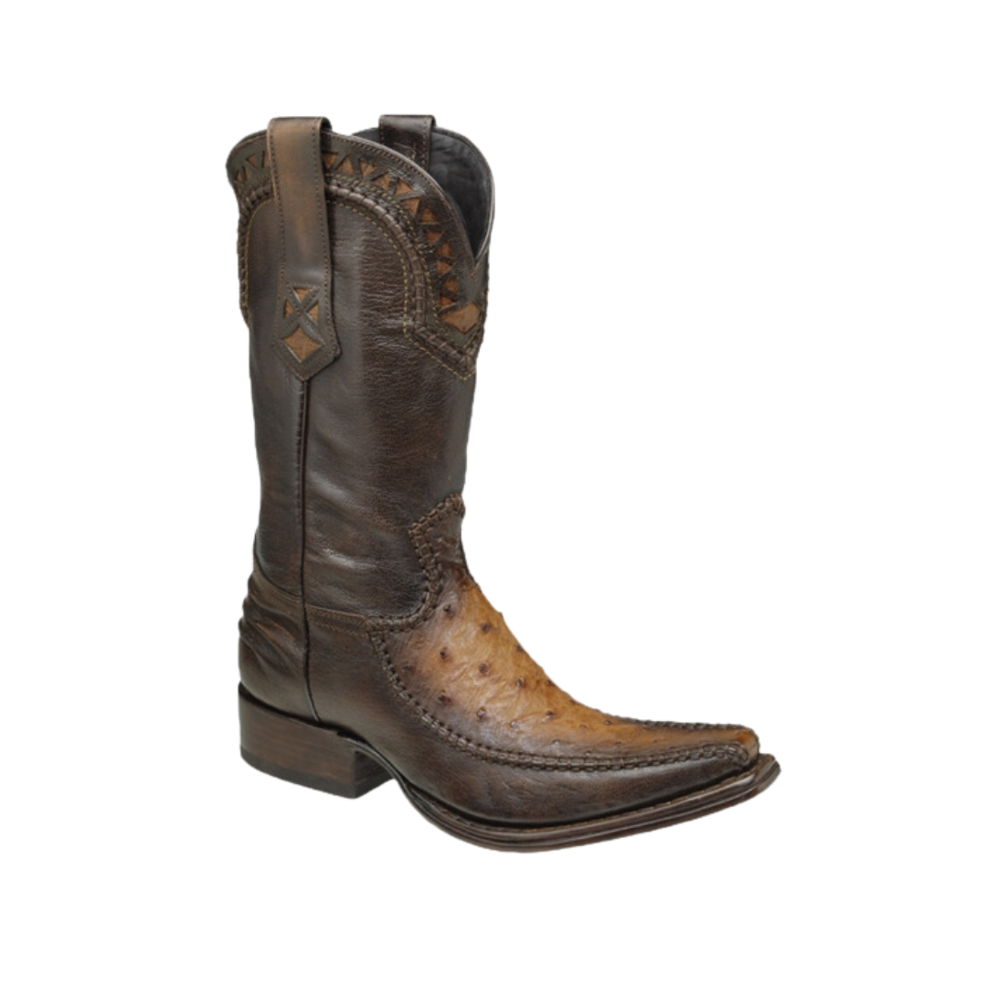 Cuadra Men's Full Quill Ostrich San Crispin Fango Miel Boots