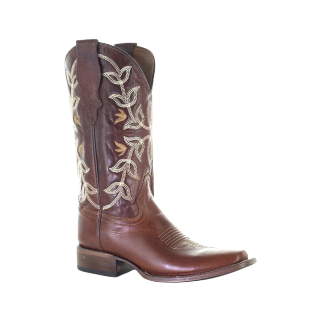 Corral Women's Colored Floral Embroidery Cognac Boots