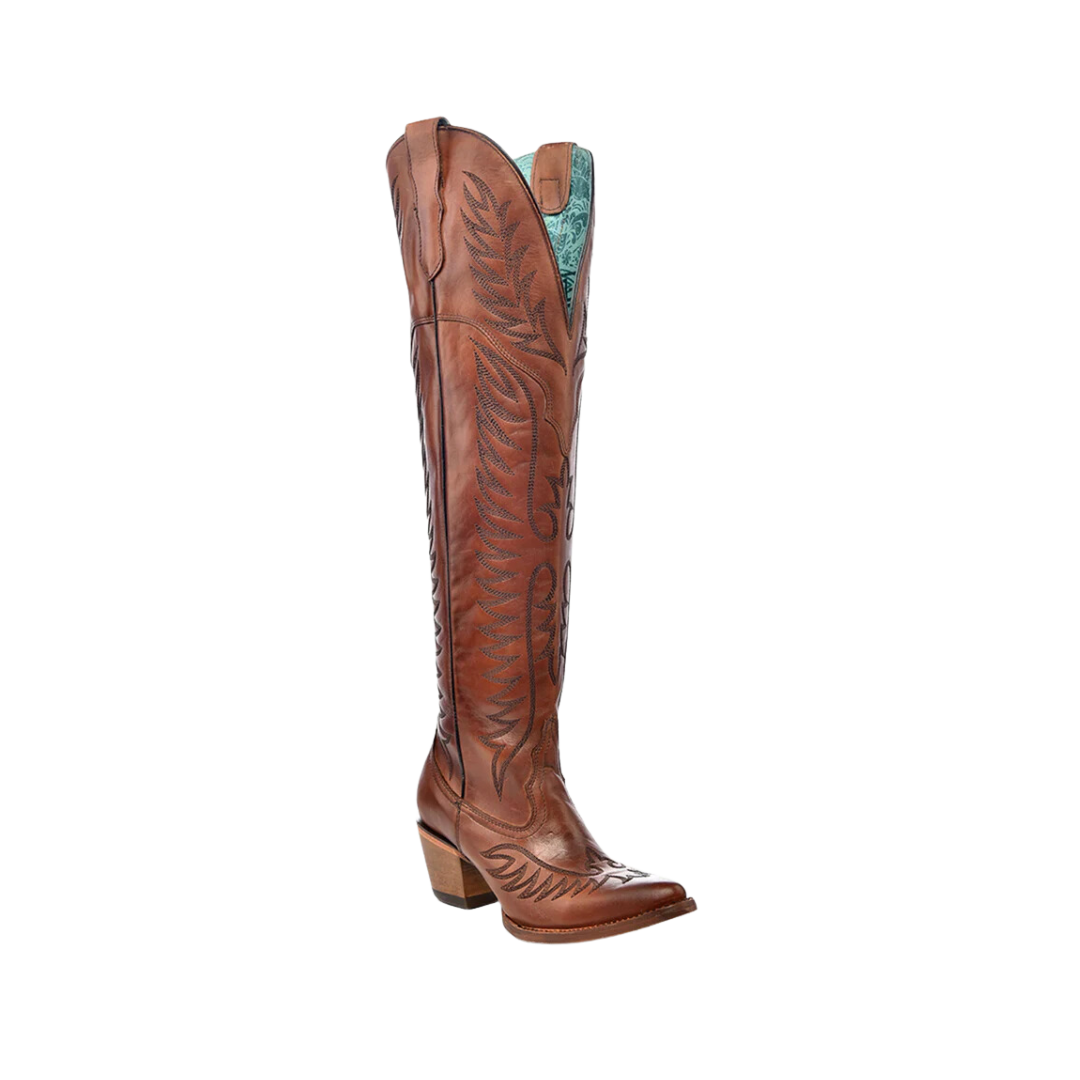 Corral Women's Embroidery Toe Tall Top Cowboy Cognac Boots