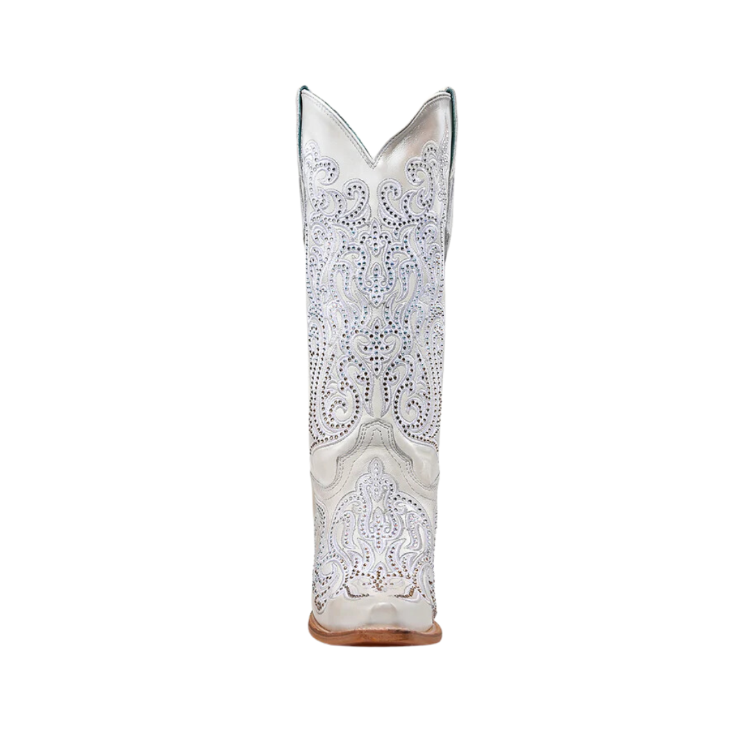 Corral Women's Overlay Embroidery Crystals White Boots