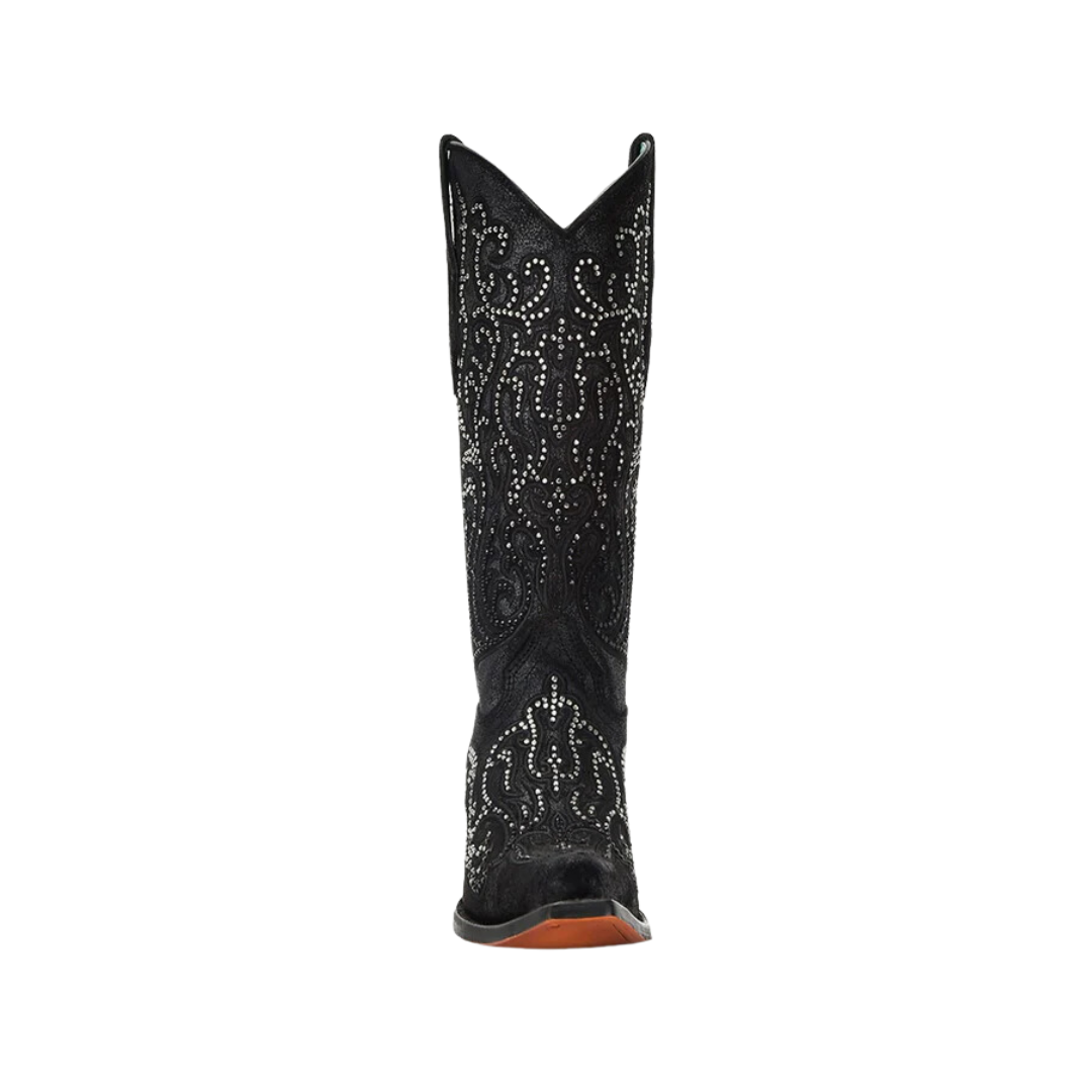 Corral Women's Cowboy Overlay Crystals Tall Top Black Boot