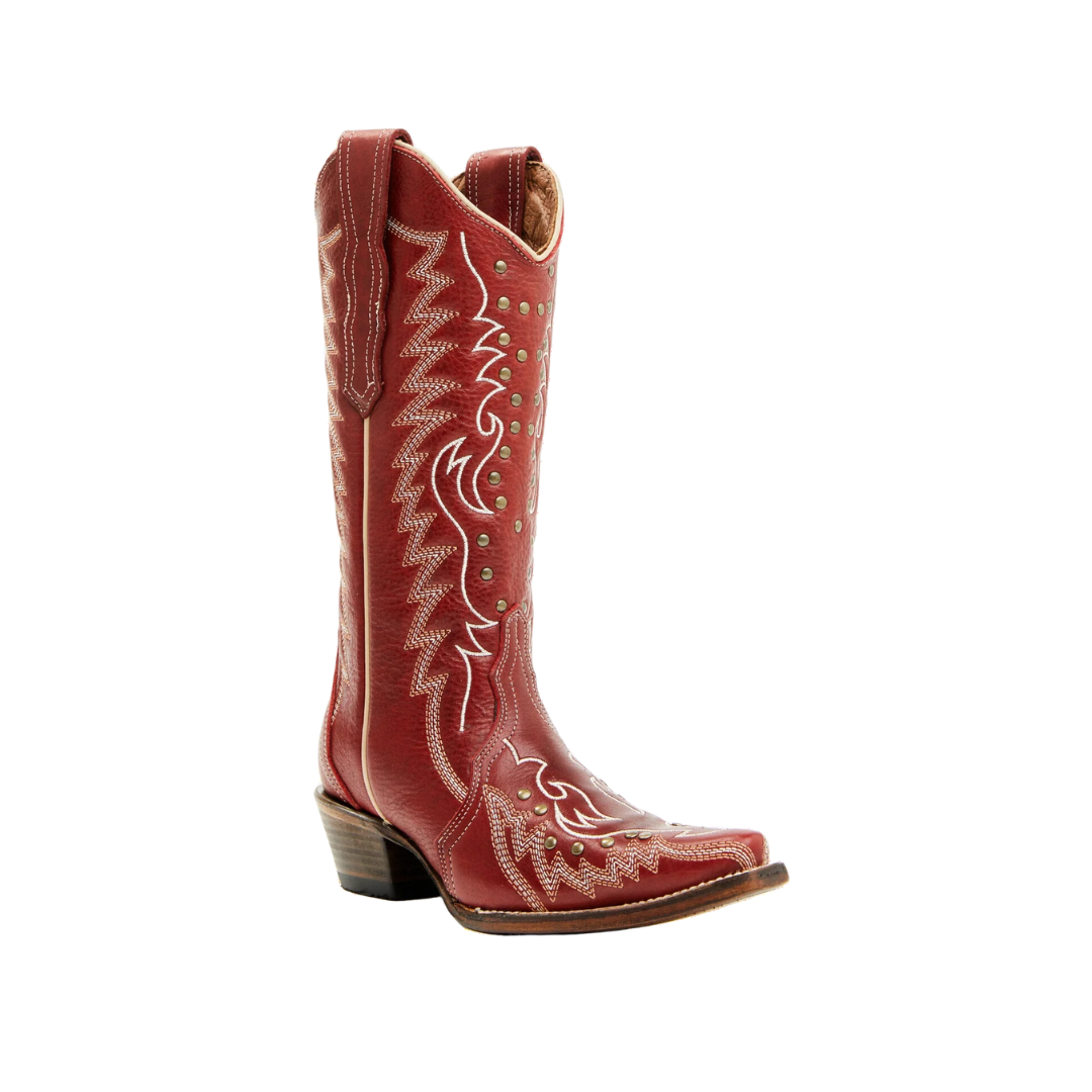 Corral Women's Western Circle G Embroidery Studs Red Boots