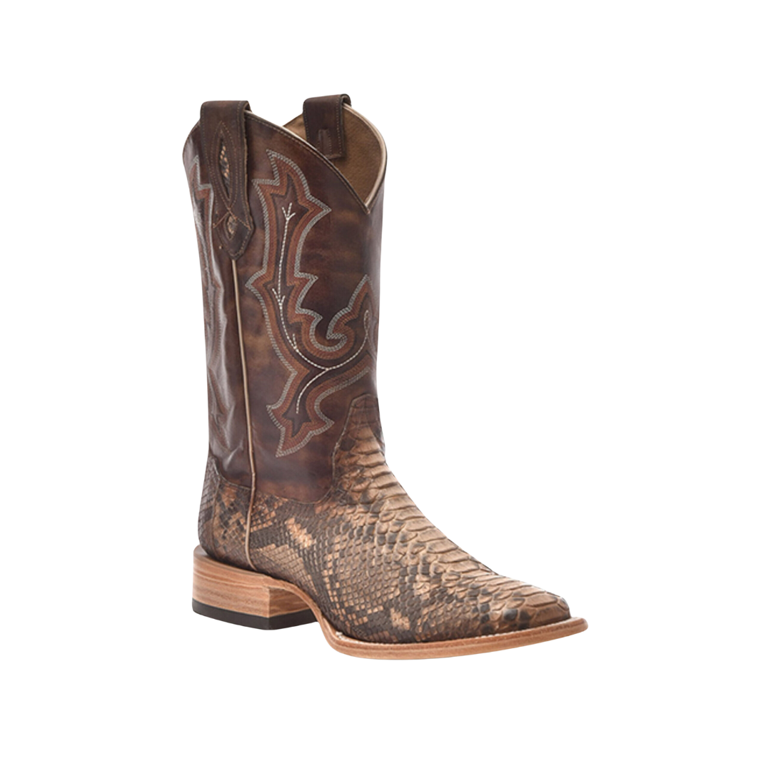 Corral Men's Exotic Python Western Broad Natural Brown Boots