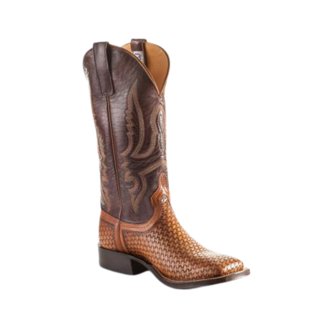 Western Style Hand-Tooled Brown Boots - Anderson Bean Men's