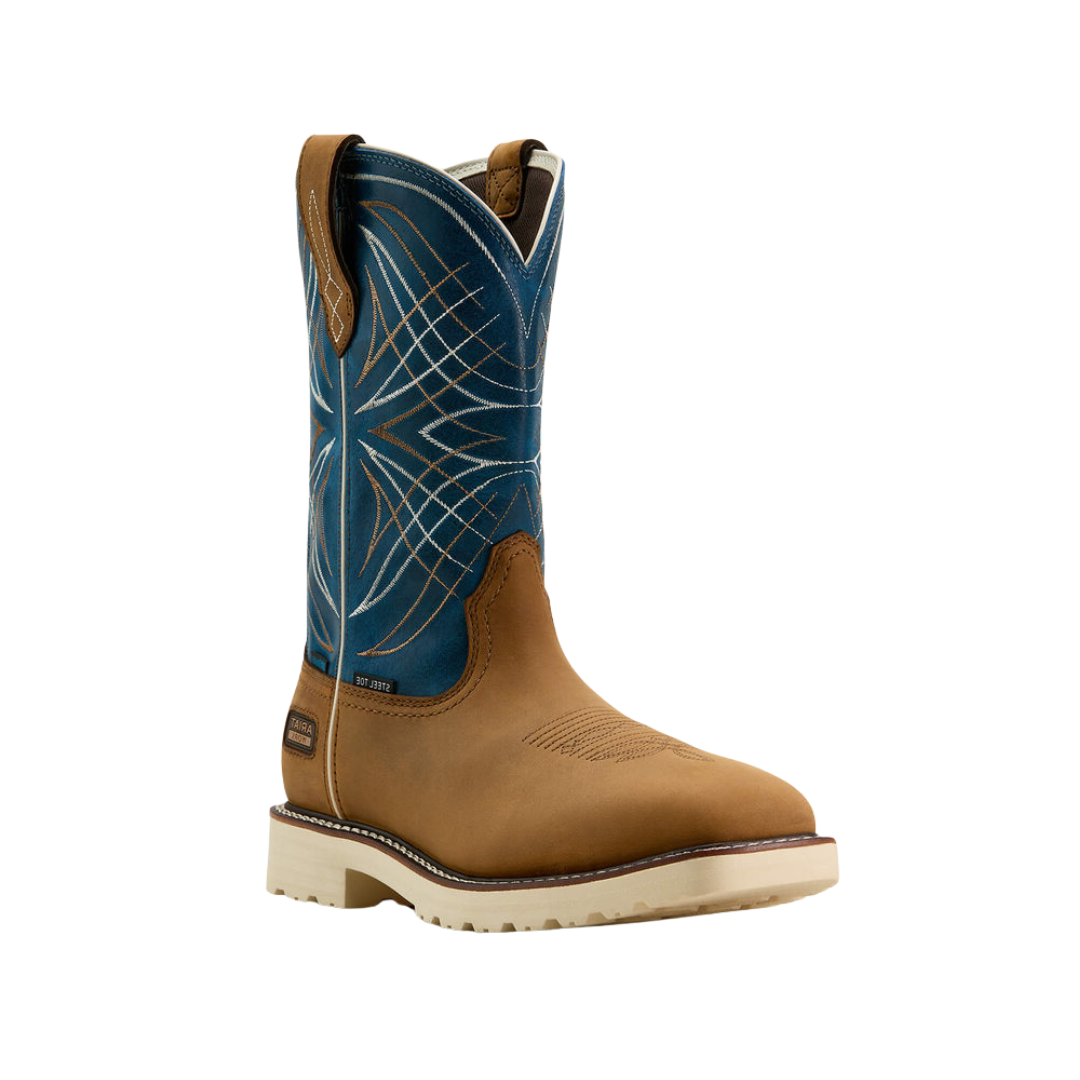 Ariat Men's Activator Steel Work Dusted Brown Basin Blue Boots