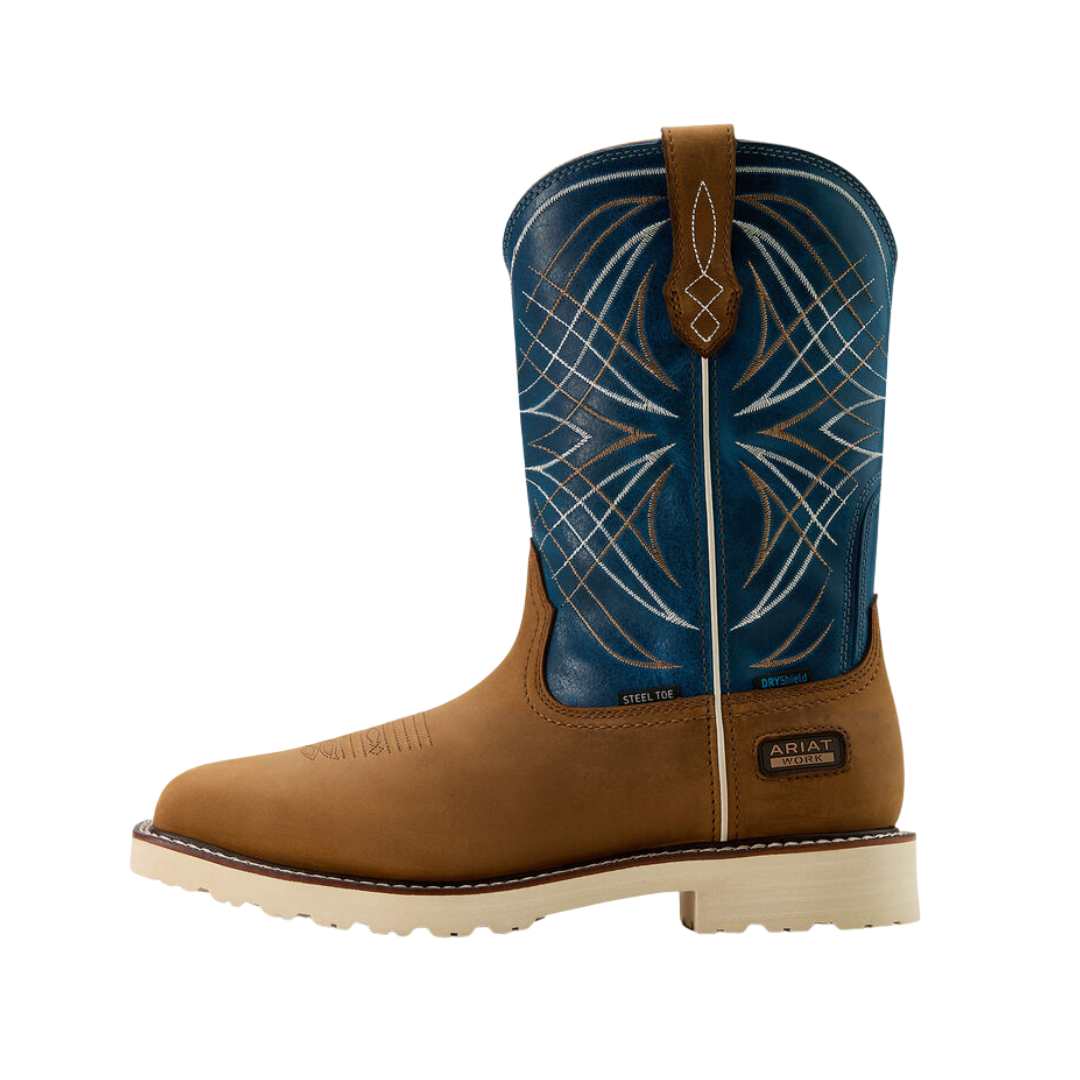 Ariat Men's Activator Steel Work Dusted Brown Basin Blue Boots