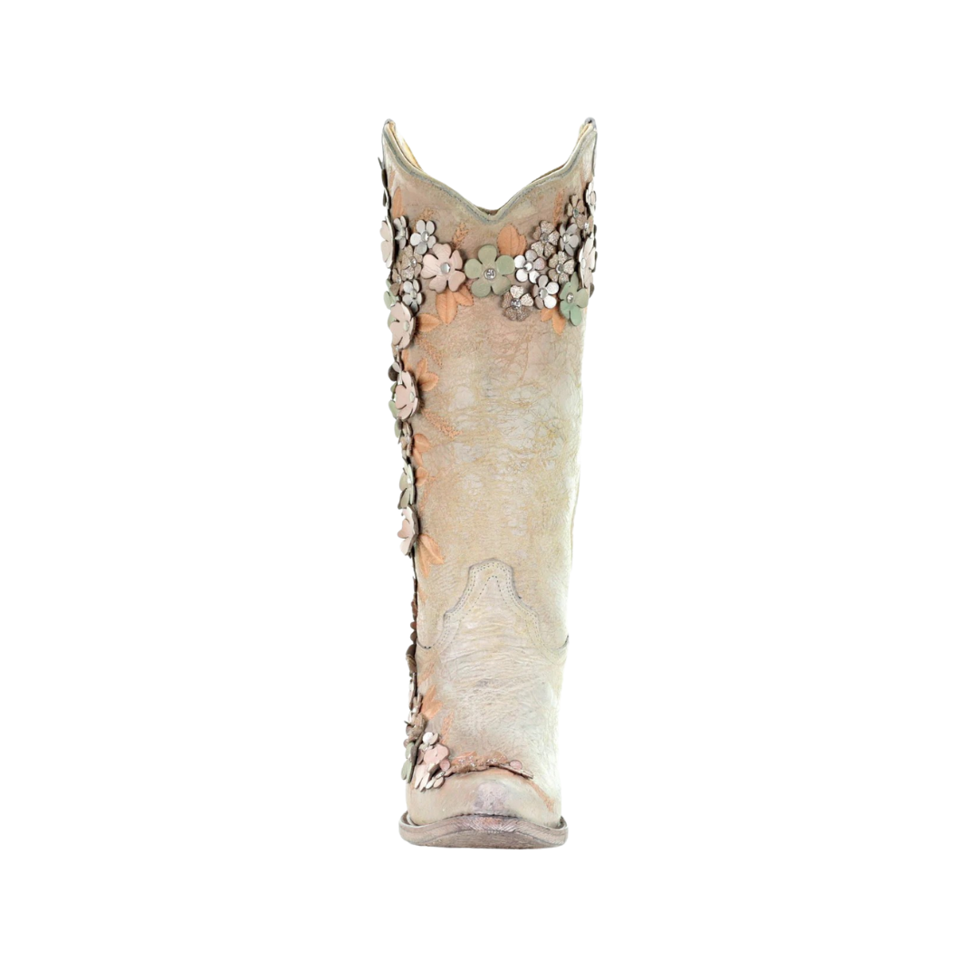 Corral Women's Mint Floral Crystal Studs Embroidered Boots