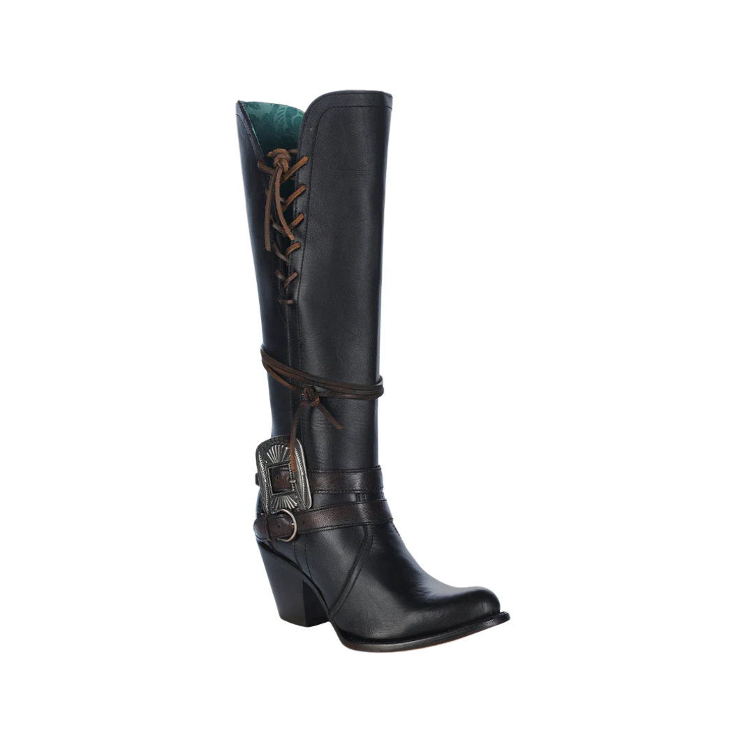 Corral Women's Harness And Lace Tall Top Round Black Boots