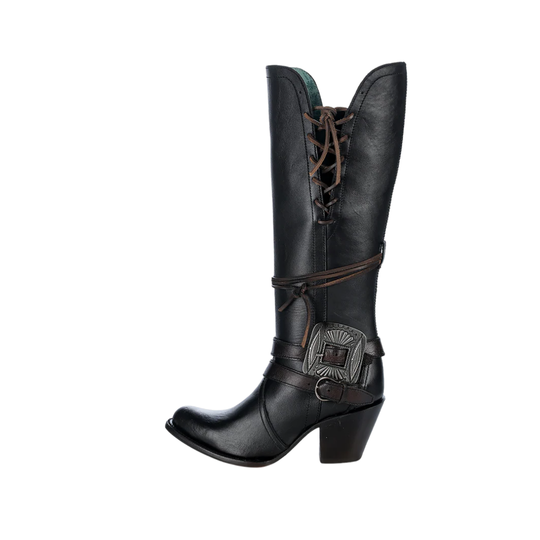 Corral Women's Harness And Lace Tall Top Round Black Boots