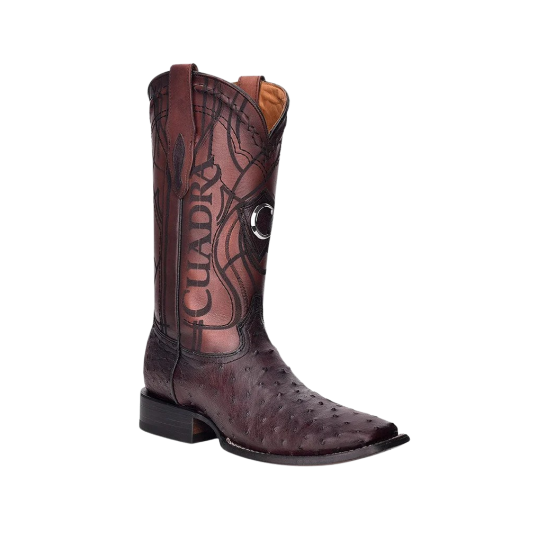 Cuadra Men's Ostrich Wide Square Black Cherry Boots