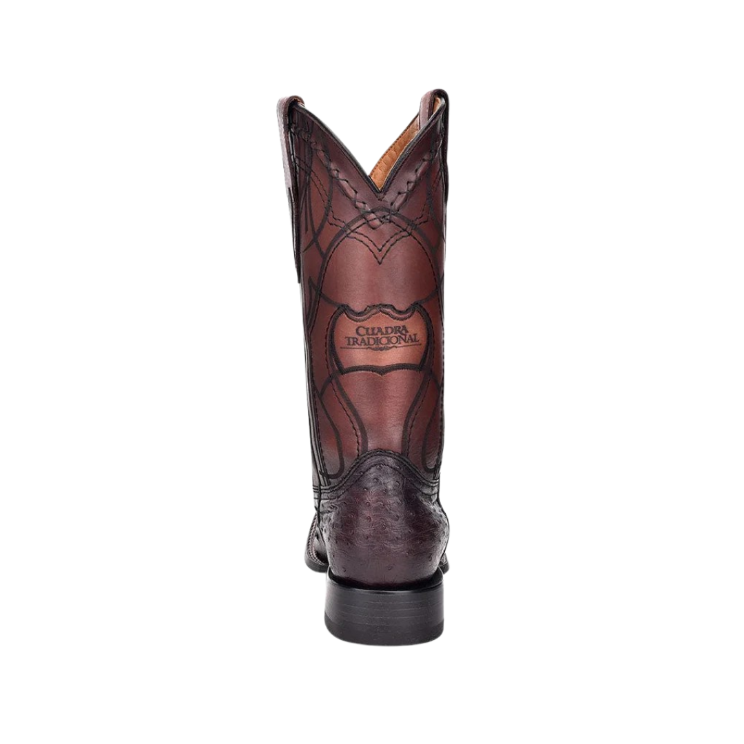Cuadra Men's Ostrich Wide Square Black Cherry Boots