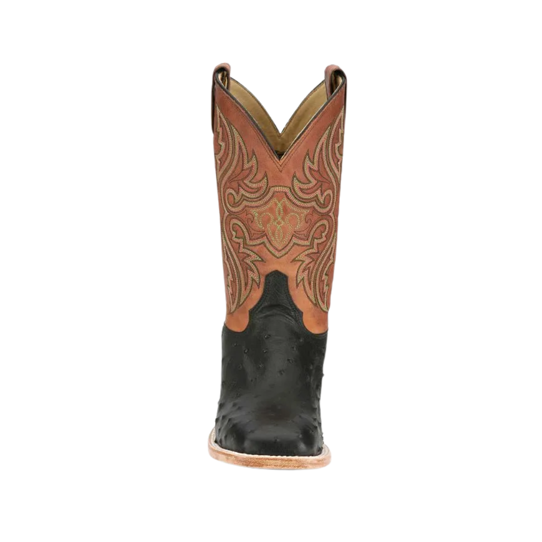 Justin Men's Full Quill Ostrich Shadow Black Boots