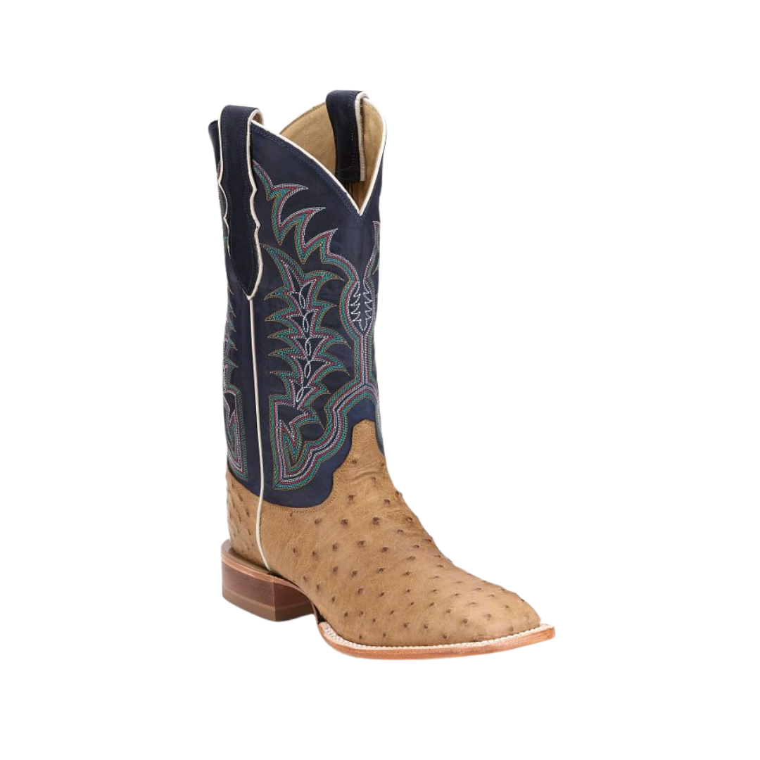 Justin Men's Full Quill Ostrich Antique Saddle Tan Boots