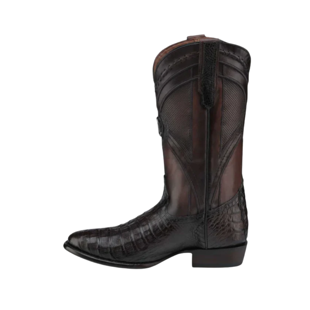 Cuadra Men's Caiman Belly Laser Embroidery Brown Boots