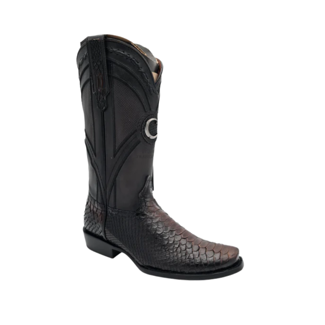 Cuadra Men's Python Embroidery Black Boots