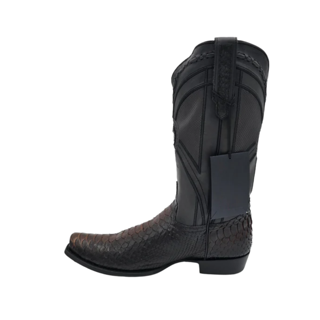 Cuadra Men's Python Embroidery Black Boots