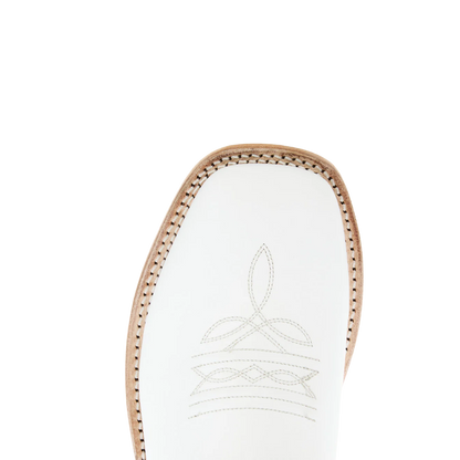 Old West Youth Unisex Square Leather All White Boots