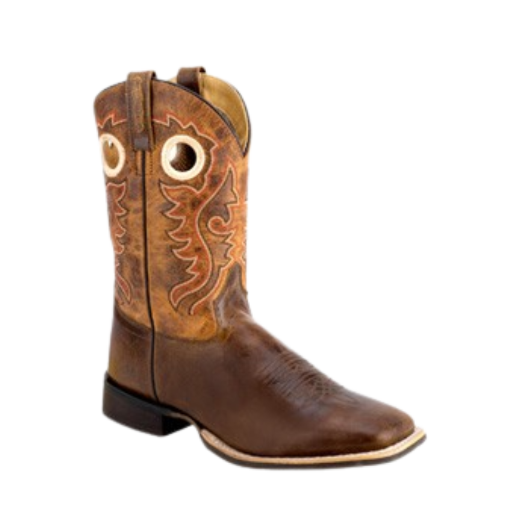 Old West Men's Broad Square Brown Boots