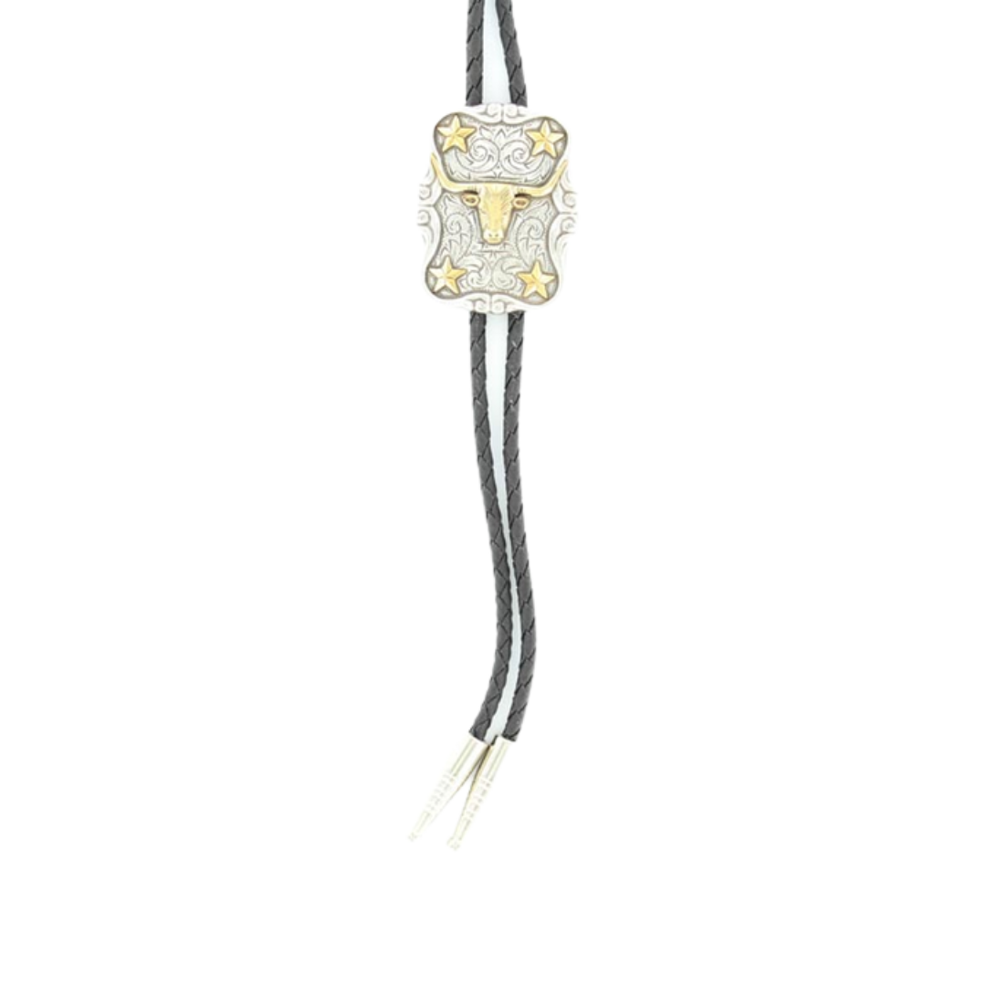 M&F Men's Double S Longhorn Grey Bolo Tie