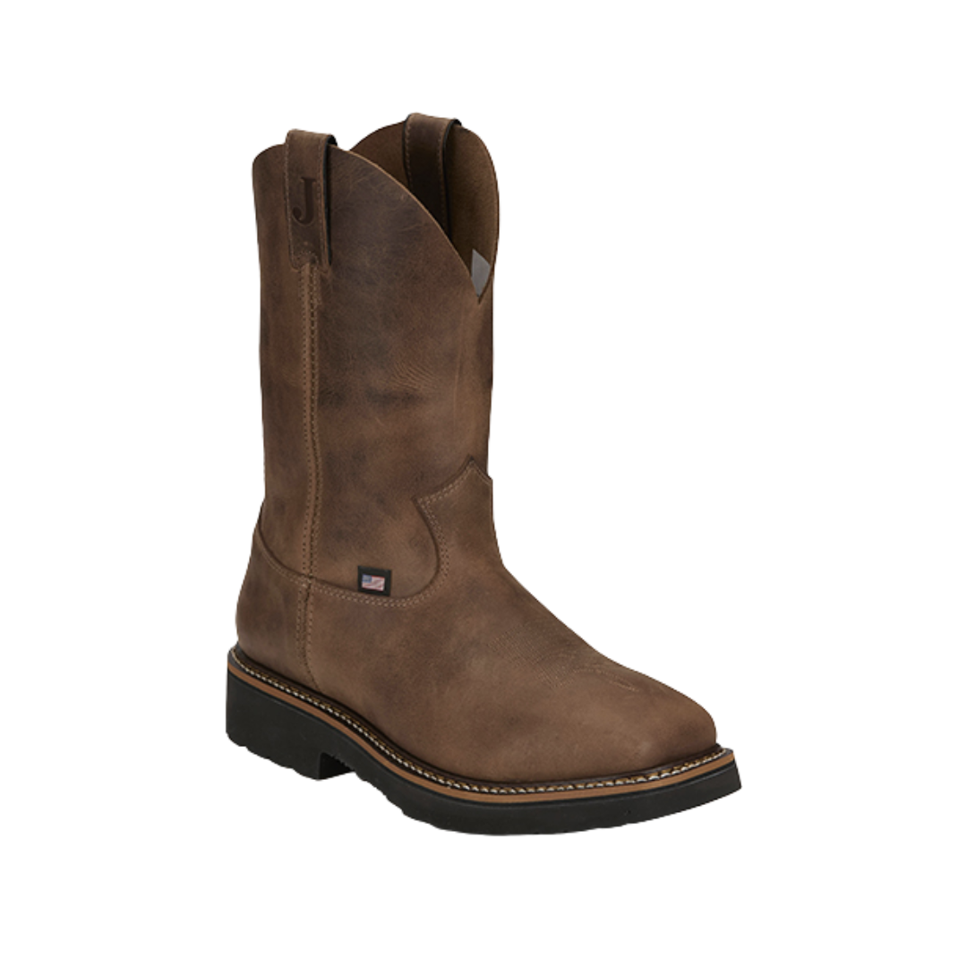 Justin Men's 11 Steel Toe Work Walnut Brown Boots