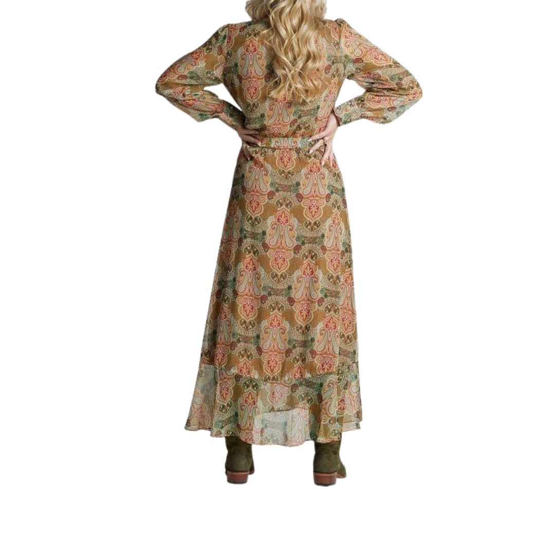 Justin Women's Large Wrap Maxi Multi Paisley Dress